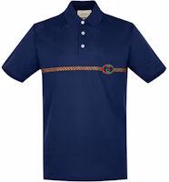 Gucci Logo Blue Cotton Short Sleeve Polo Shirt for Men 598957-XJB0V-4684 Gucci Logo Blue Cotton Short Sleeve Polo Shirt for Men 598957-XJB0V-4684