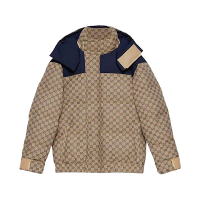 Gucci Logo Brown Down Jacket with Removable Hood for Men FW22 715535-Z8A52-9120