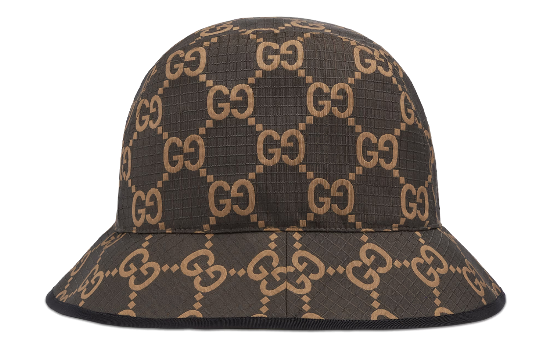 Lookbook Topi Baldi GUCCI Logo Coklat Unisex Gaya Pasangan. 7683784HA5N8660