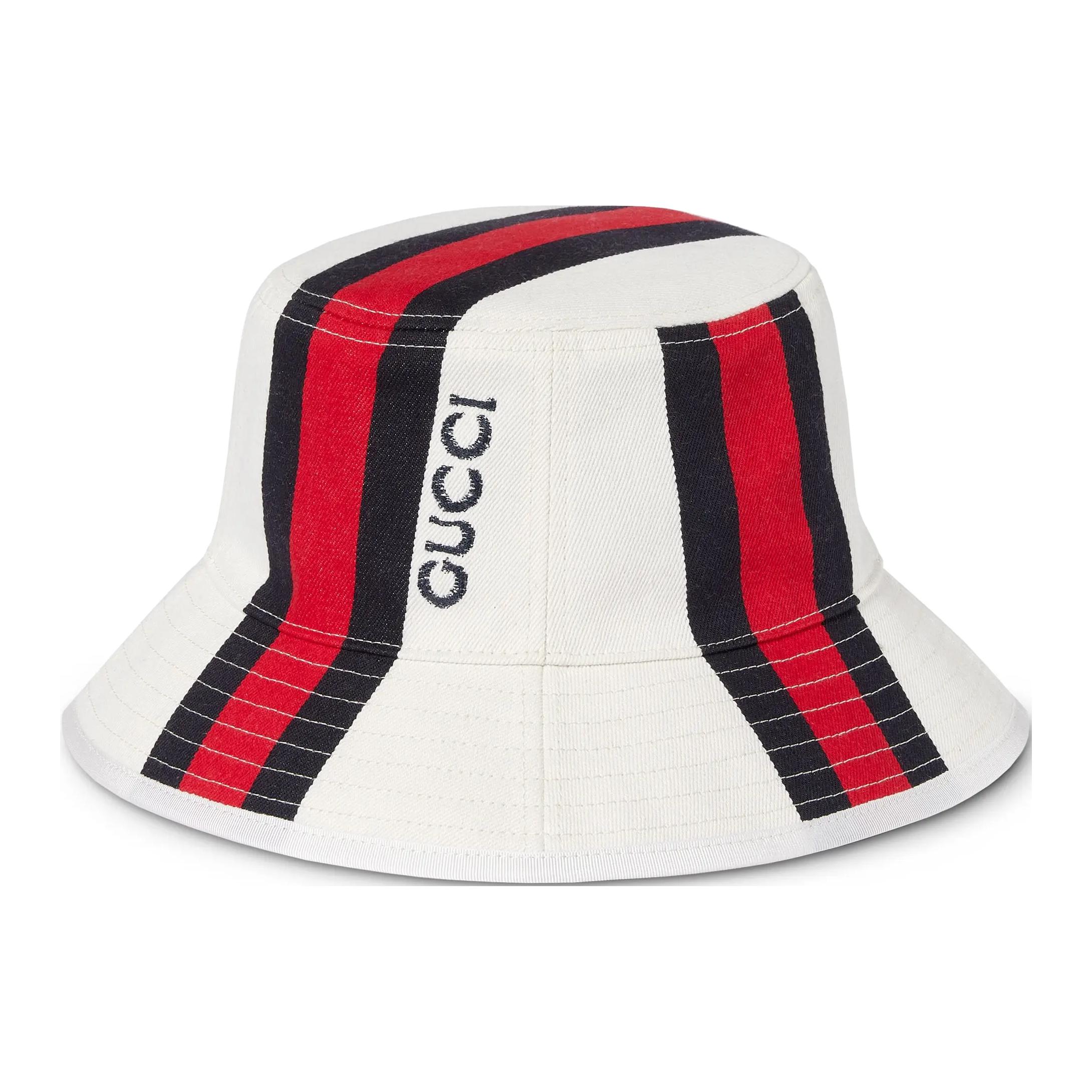 GUCCI Logo Canvas Bucket Hat Unisex Couple Style White. 7885614HBAG