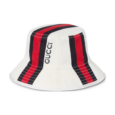 GUCCI Logo Canvas Bucket Hat Unisex Couple Style White. 7885614HBAG