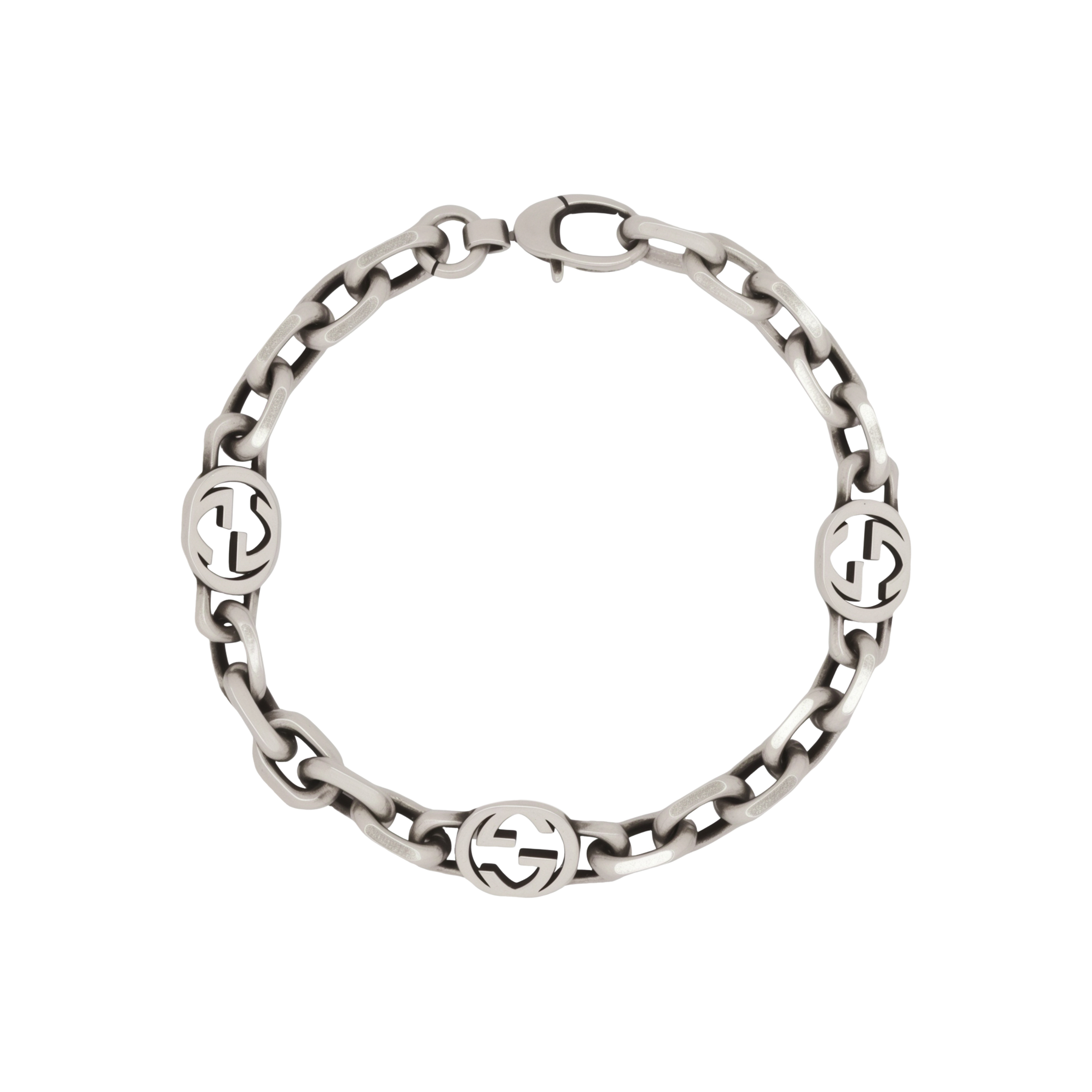 GUCCI Logo Chunky Chain Silver Bracelet 925 Silver Unisex Couples' Design. 620798 J8400 8106