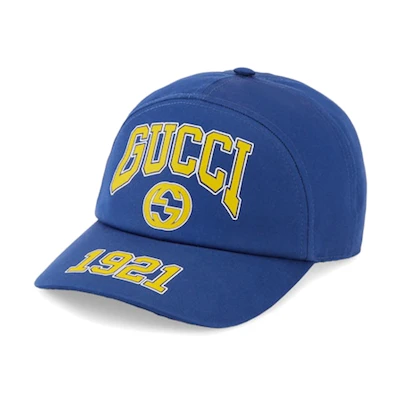 GUCCI Logo Cotton Baseball Cap Blue Mens. 7731354HA7F4200