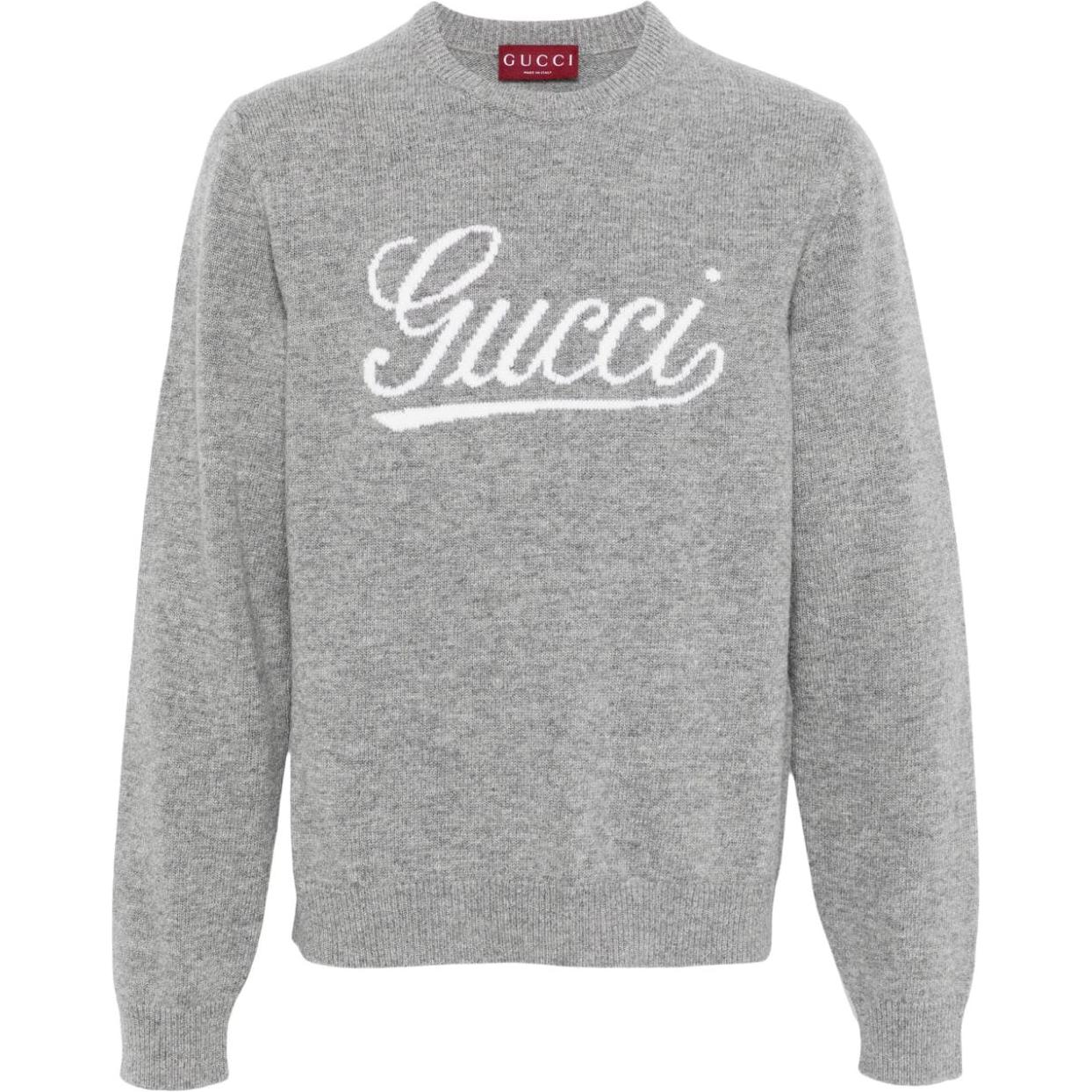 Gucci Logo Crew Neck Knitted Sweater Grey 795347-XKD74-1423