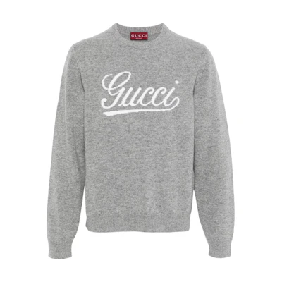 Gucci Logo Crew Neck Knitted Sweater Grey 795347-XKD74-1423