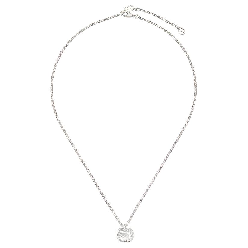 Shop GUCCI Logo Design Necklace - Women Silver 770724J8400