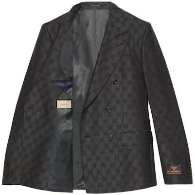 GUCCI Logo Double-Breasted Mid-Waist Straight Suit Men Grey 721170-ZAKF8-1161 Lookbook GUCCI Logo Double-Breasted Mid-Waist Straight Suit Men Grey 721170-ZAKF8-1161