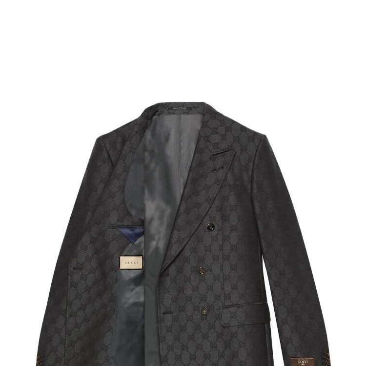 Purchase GUCCI Logo Double-Breasted Mid-Waist Straight Suit Men Grey 721170-ZAKF8-1161