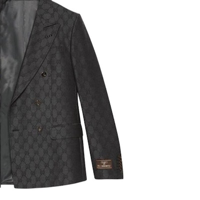 GUCCI Logo Double-Breasted Mid-Waist Straight Suit Men Grey 721170-ZAKF8-1161 Details for GUCCI Logo Double-Breasted Mid-Waist Straight Suit Men Grey 721170-ZAKF8-1161