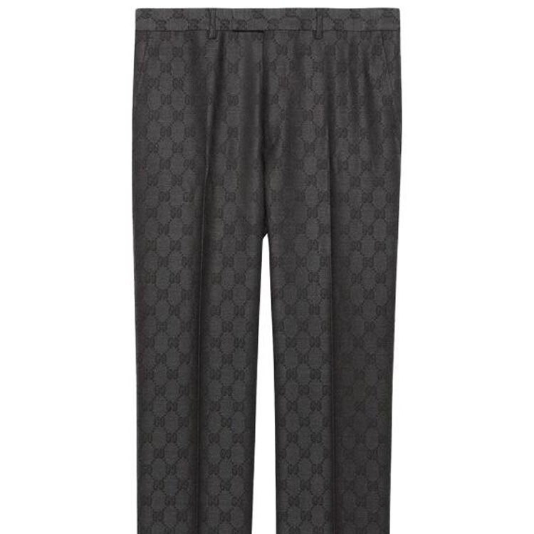 Sizing GUCCI Logo Double-Breasted Mid-Waist Straight Suit Men Grey 721170-ZAKF8-1161