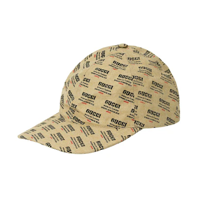 GUCCI Logo Embellished Beige Cotton-Linen Baseball Cap Unisex Brown 200035 4HD66 9274