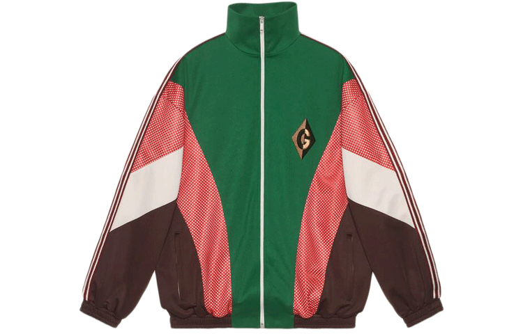 Gucci Logo Embroidered Patchwork Casual Jacket Green/Brown/Ivory - 587372-XJBOJ-3103