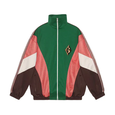 Gucci Logo Embroidered Patchwork Casual Jacket Green/Brown/Ivory - 587372-XJBOJ-3103