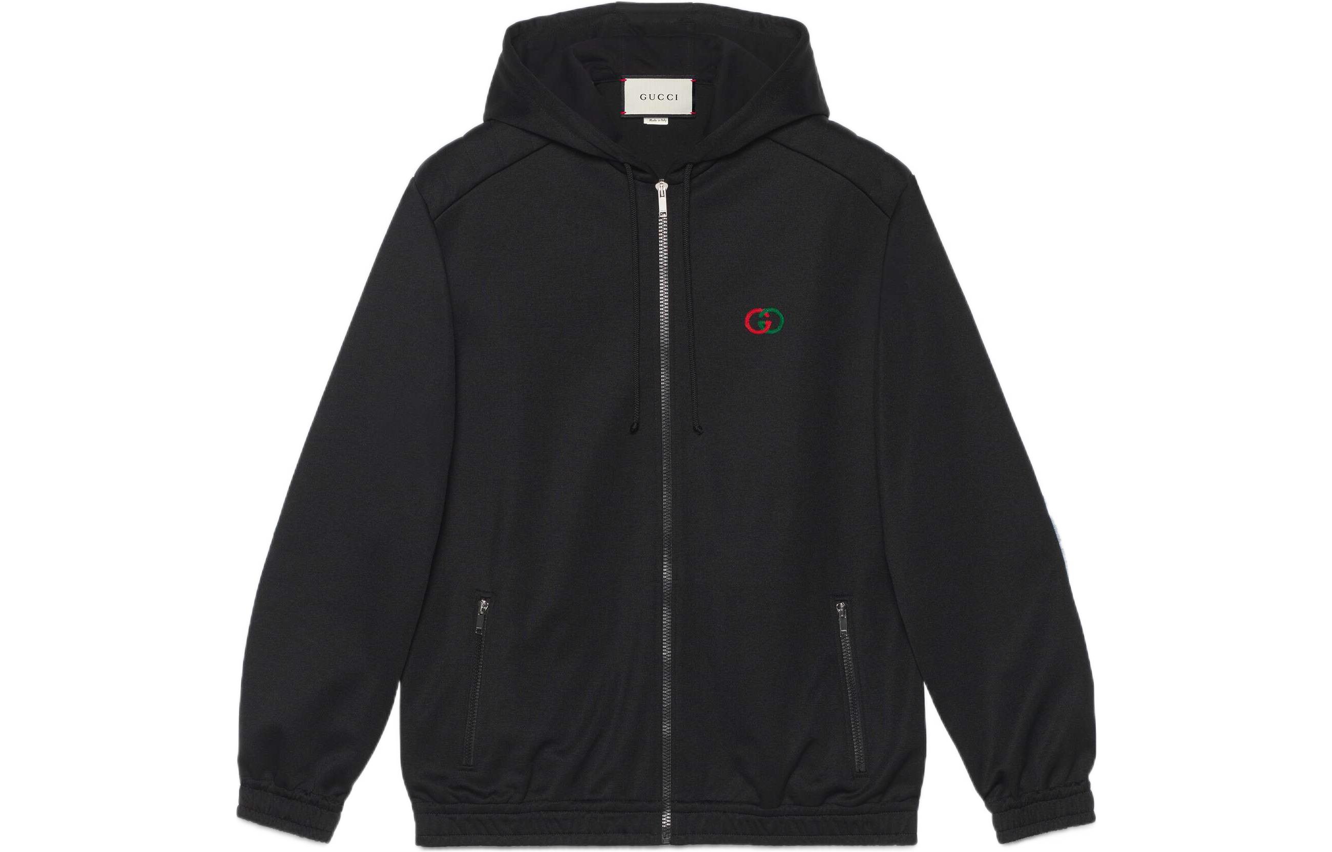 Gucci Logo Embroidered Printed Zip-Up Hoodie Navy Blue () 596834-XJBU1-1082