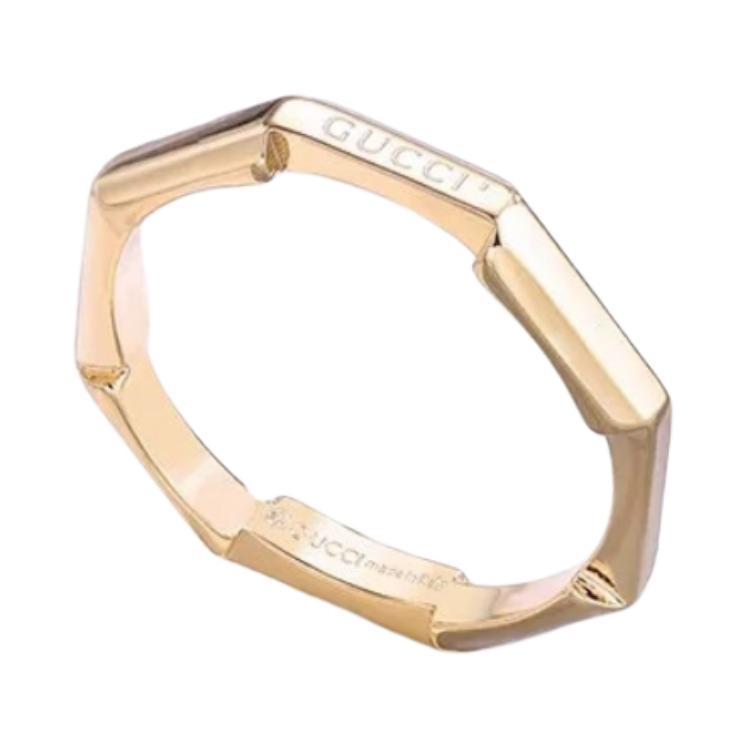 GUCCI Logo Engraved 18k Gold Mirror-Finish Unisex Ring. 662194-J8500-8000 圖 3