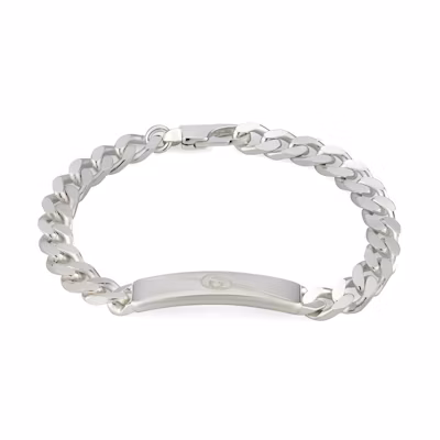 GUCCI Logo Engraved 925 Silver Bracelet Unisex Couple Edition - Silver 774054J84008106