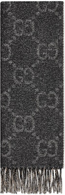 GUCCI Logo Fashion Fringe Knit Scarf Unisex Black. 727724-3GABR-1079 Order GUCCI Logo Fashion Fringe Knit Scarf Unisex Black. 727724-3GABR-1079