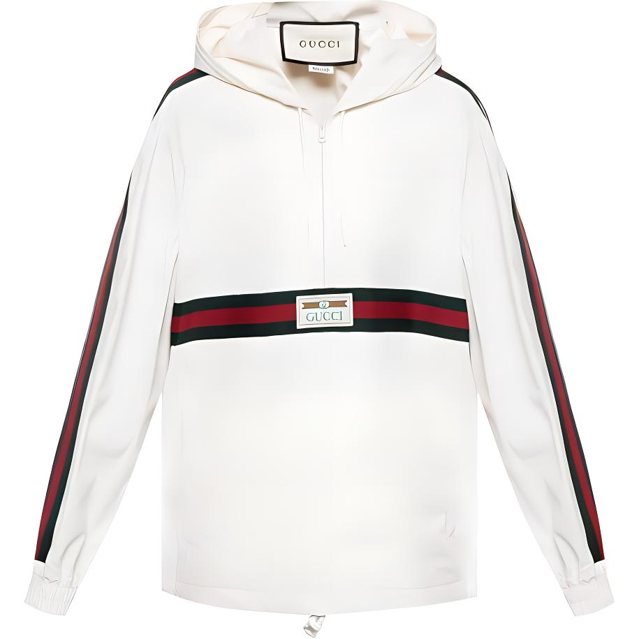 Gucci Logo Half-Zip Hooded Sun-Proof Windbreaker Jacket Off-White 594861-XDAX3-9061
