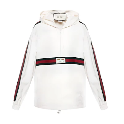 Gucci Logo Half-Zip Hooded Sun-Proof Windbreaker Jacket Off-White 594861-XDAX3-9061