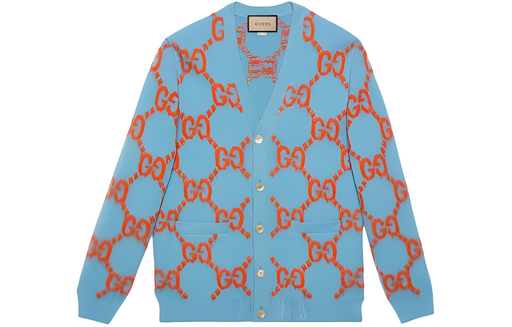 Gucci Logo Intarsia Single-Breasted Knit Cardigan 764738-XKDPB-4001