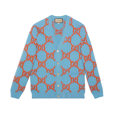 Gucci Logo Intarsia Single-Breasted Knit Cardigan 764738-XKDPB-4001