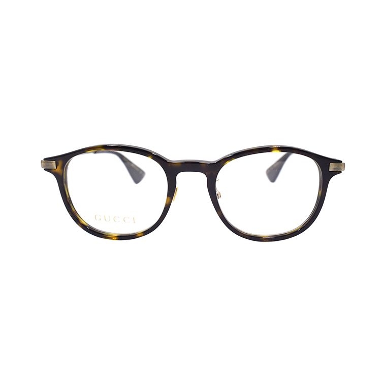 GUCCI Logo Irregular Acetate Metal Optical Eyeglass Frame for Men Brown GG1471OJ002