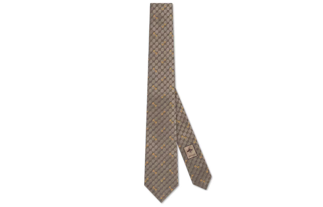GUCCI Logo Jacquard Tie Unisex Couple Style Brown 7443794E2179565