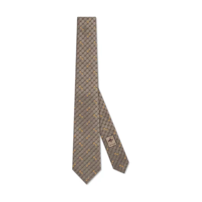 GUCCI Logo Jacquard Tie Unisex Couple Style Brown 7443794E2179565
