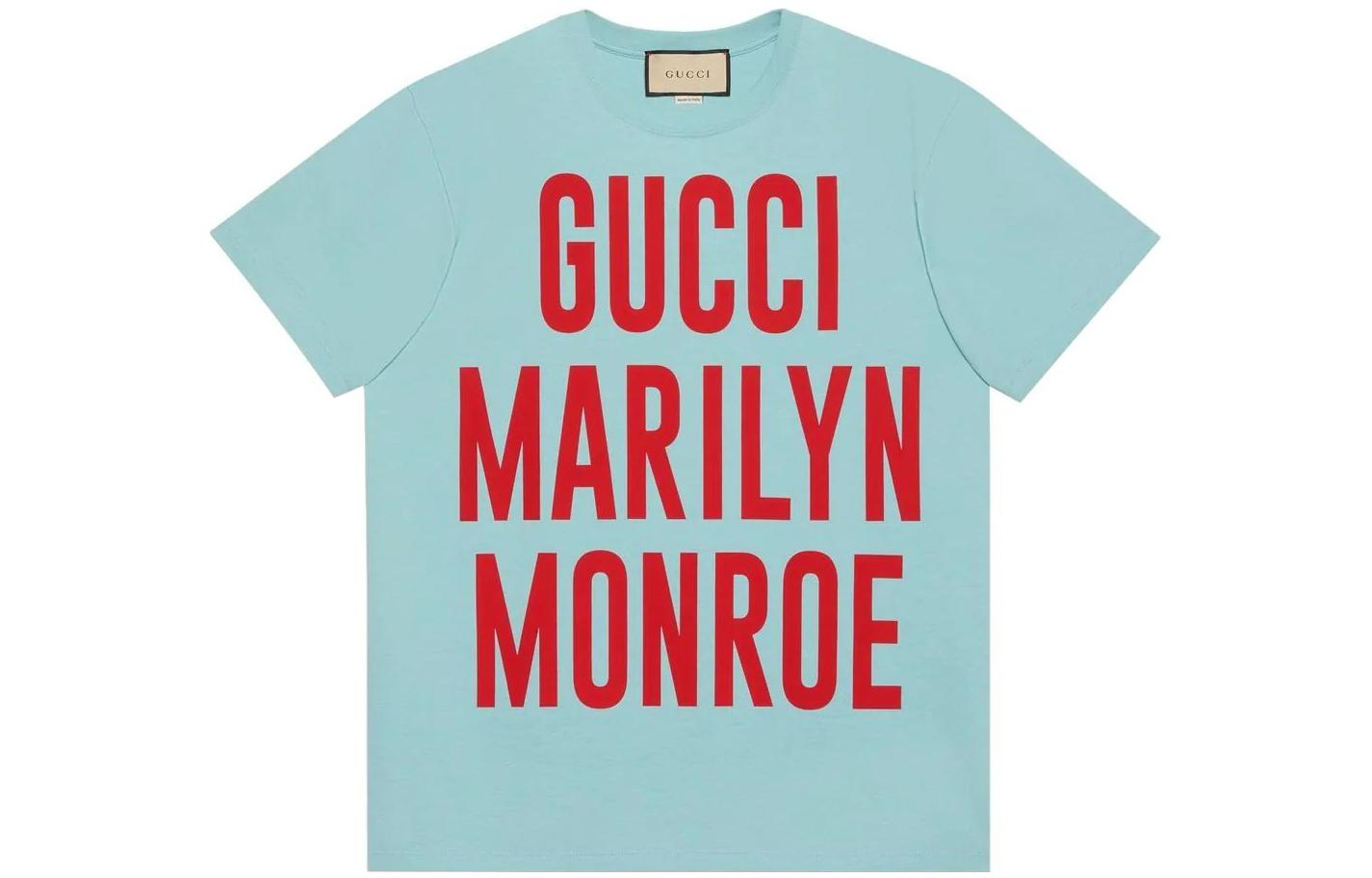 Gucci Logo Letter Print Blue Short Sleeve Unisex T-Shirt 548334-XJEI4-4674