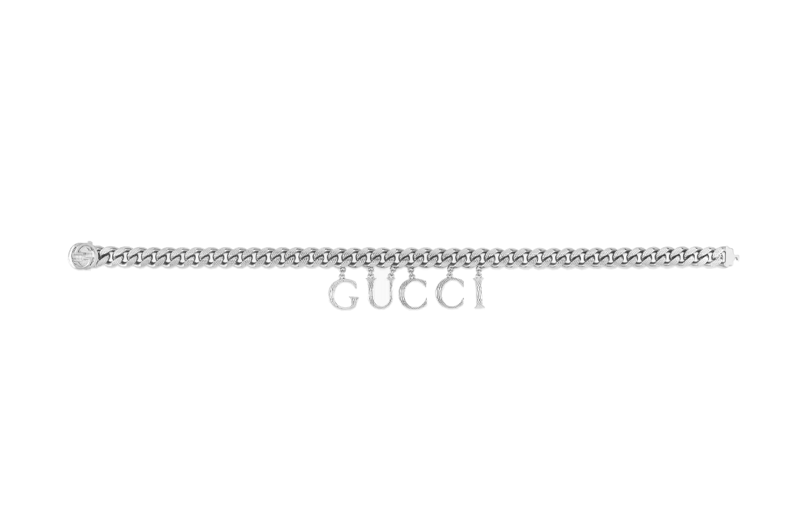 GUCCI Logo Palladium Choker Necklace Unisex Couple Silver. 675769-I4601-0926 圖 3