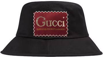 GUCCI Logo Patch Cotton Bucket Hat Unisex 627174-4HK02-1000 GUCCI Logo Patch Cotton Bucket Hat Unisex 627174-4HK02-1000