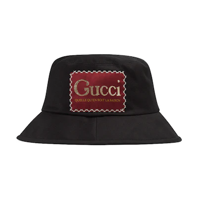 GUCCI Logo Patch Cotton Bucket Hat Unisex 627174-4HK02-1000