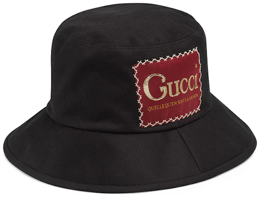 Topi Bucket Unisex GUCCI Logo Patch Kotton 627174-4HK02-1000 Lookbook Topi Bucket Unisex GUCCI Logo Patch Kotton 627174-4HK02-1000