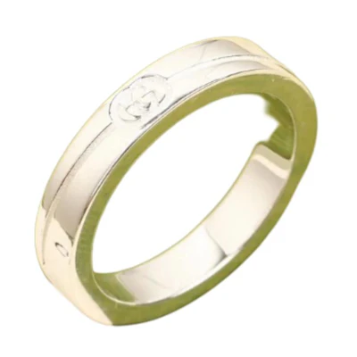 GUCCI Logo Pattern 925 Silver Ring Unisex Couple Style - Silver. 774049J84008106