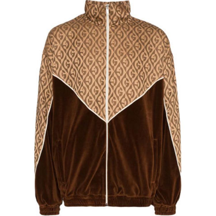 Gucci Logo Pattern Colorblock Track Jacket for Men in Camel 595524-XJBTB-2044
