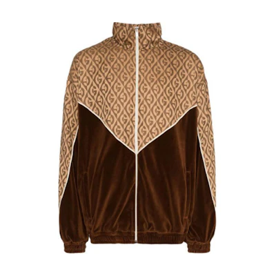 Gucci Logo Pattern Colorblock Track Jacket for Men in Camel 595524-XJBTB-2044