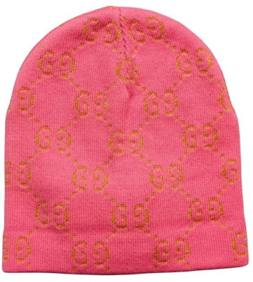 GUCCI Logo Pattern Pink Beanie Unisex Couple Style Cotton Blend. 581580 4K740 6600 Lookbook GUCCI Logo Pattern Pink Beanie Unisex Couple Style Cotton Blend. 581580 4K740 6600