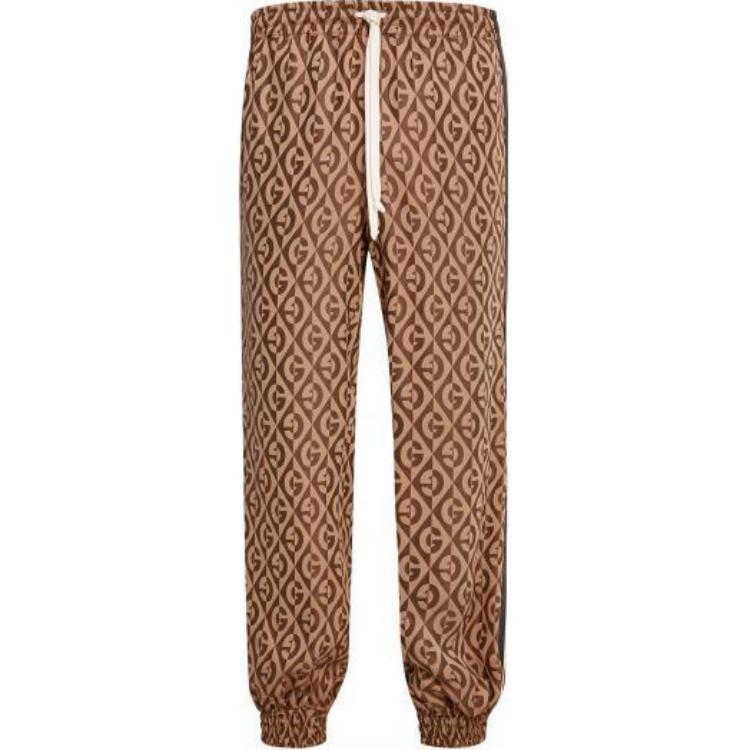 Gucci Logo Print Brown Jogger Knit Sweatpants for Men 587388-XJBOV-2100