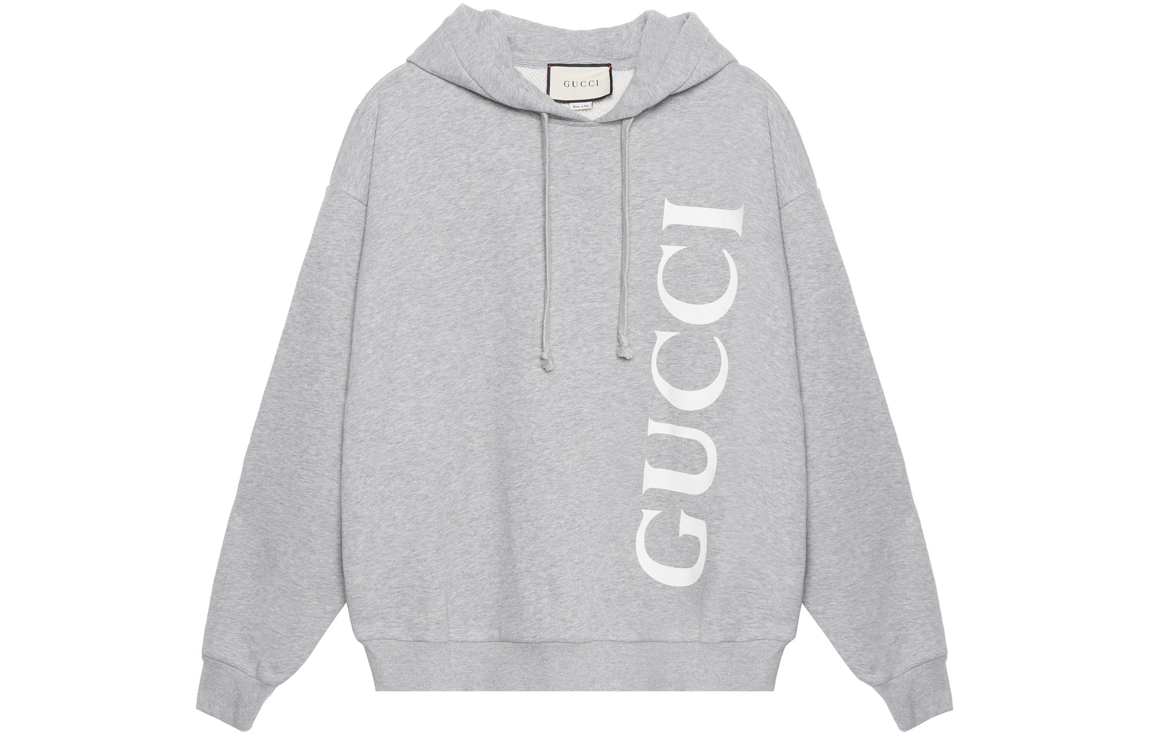 Gucci Logo Print Casual Hoodie, , Gray 604974-XJB1D-1039
