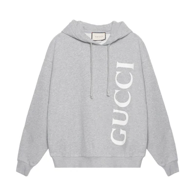 Gucci Logo Print Casual Hoodie, , Gray 604974-XJB1D-1039