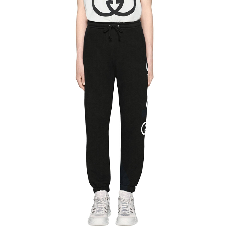 Lookbook GUCCI Logo Print Casual Knit Track Pants Black 497252 X3Q37 1082