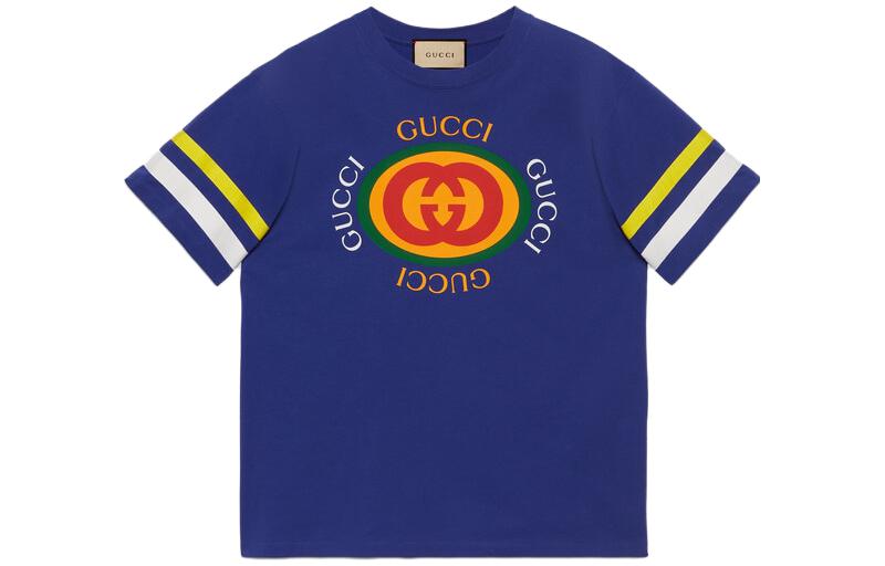 Gucci Logo Print Crew Neck Blue T-Shirt SS23 616036-XJFFU-4120