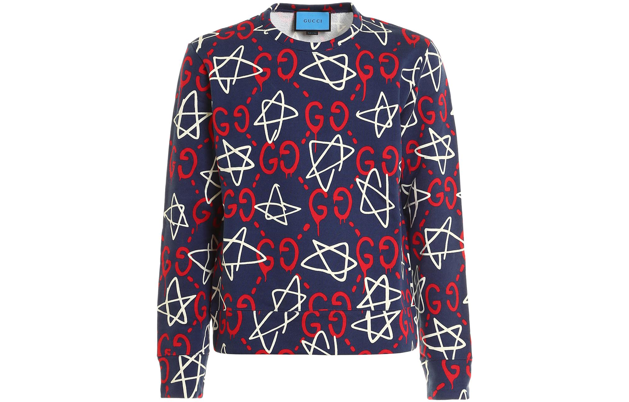 Gucci Logo Print Crewneck Pullover Sweatshirt Blue () 454569-X3F36-4561