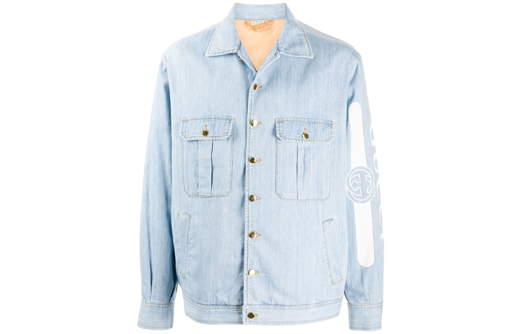 GUCCI Logo Print Denim Jacket Mens Light Blue 623935-XDBBK-4692 圖 2