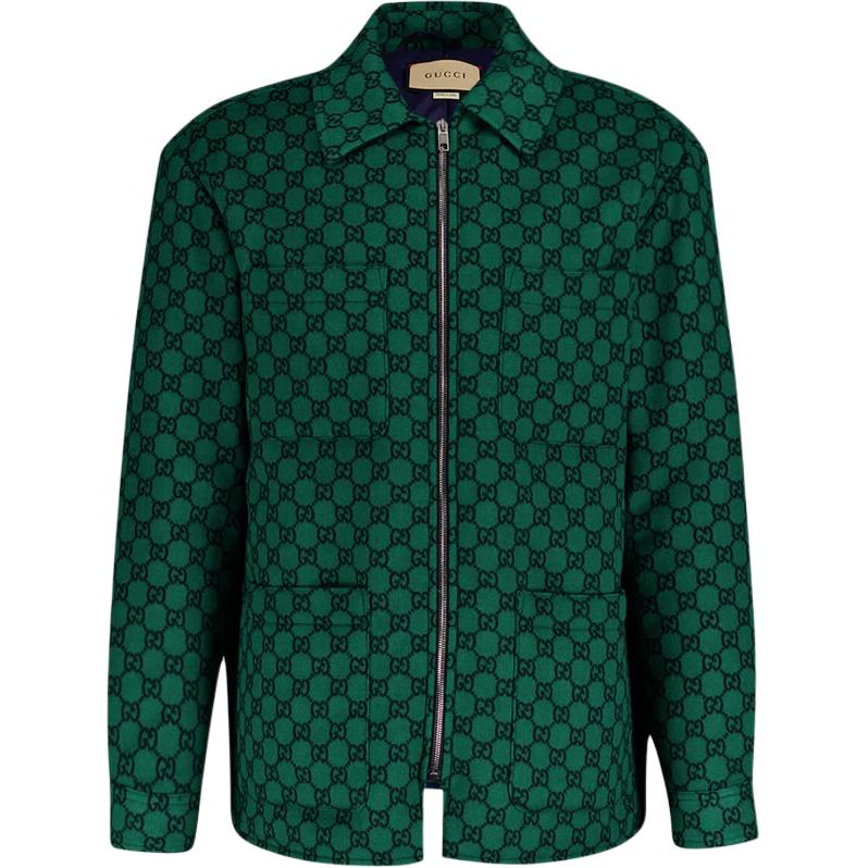 Gucci Logo Print Green Zipper Jacket 770330-ZAPDC-3585