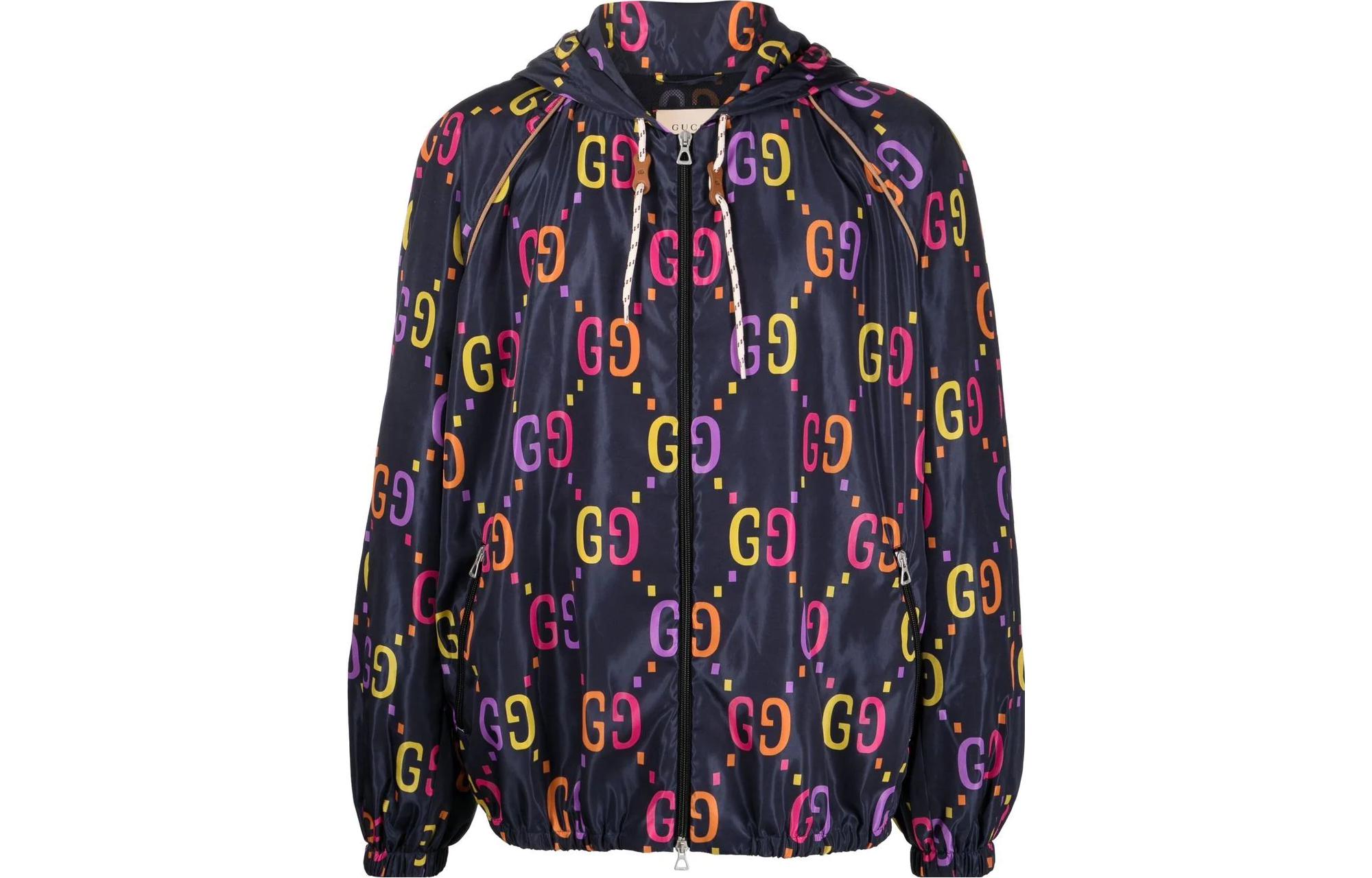 Gucci Logo Print Hooded Jacket in Dark Blue 697621-Z8A2D-4692