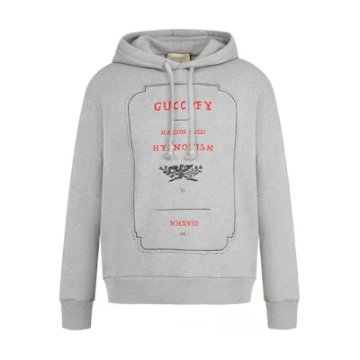Gucci Logo Print Hoodie Light Grey 475374-X3N44-1672