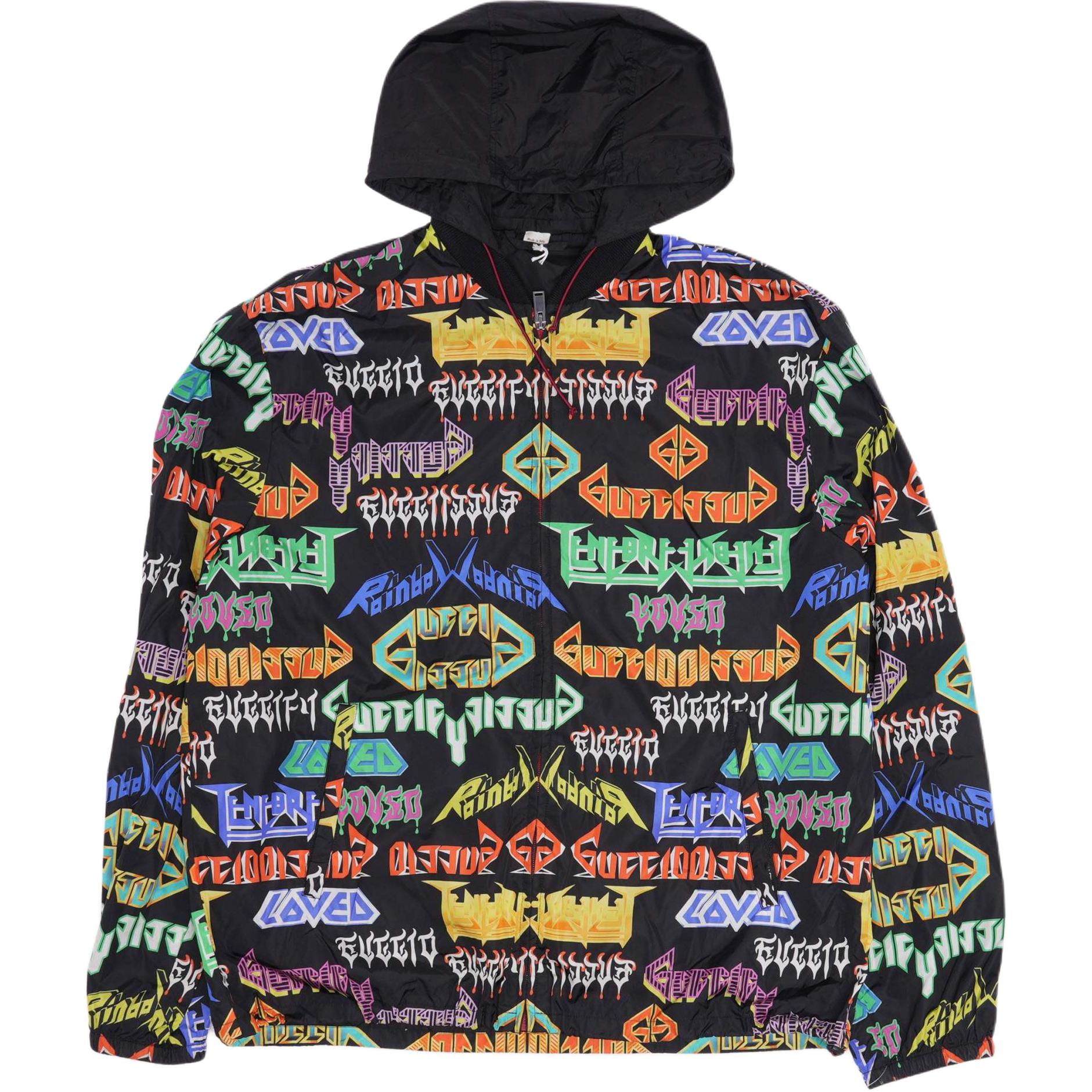 Gucci Logo Print Hoodie Zip-Up Jacket Multicolor 546344-ZAAH3-1868