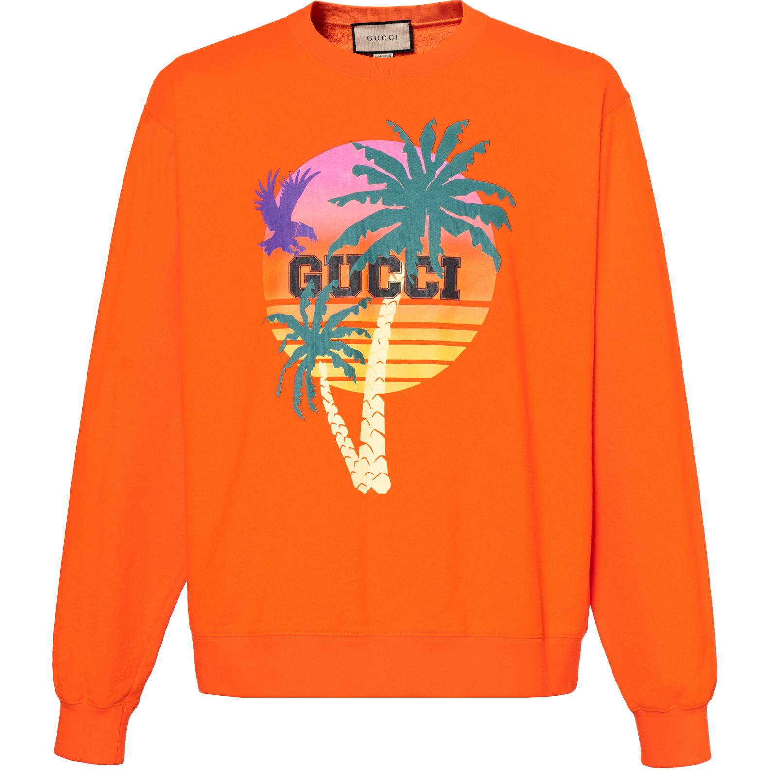 Gucci Logo Print Orange Long Sleeve Sweatshirt Men 626990-XJEOU-7548