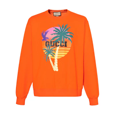 Gucci Logo Print Orange Long Sleeve Sweatshirt Men 626990-XJEOU-7548